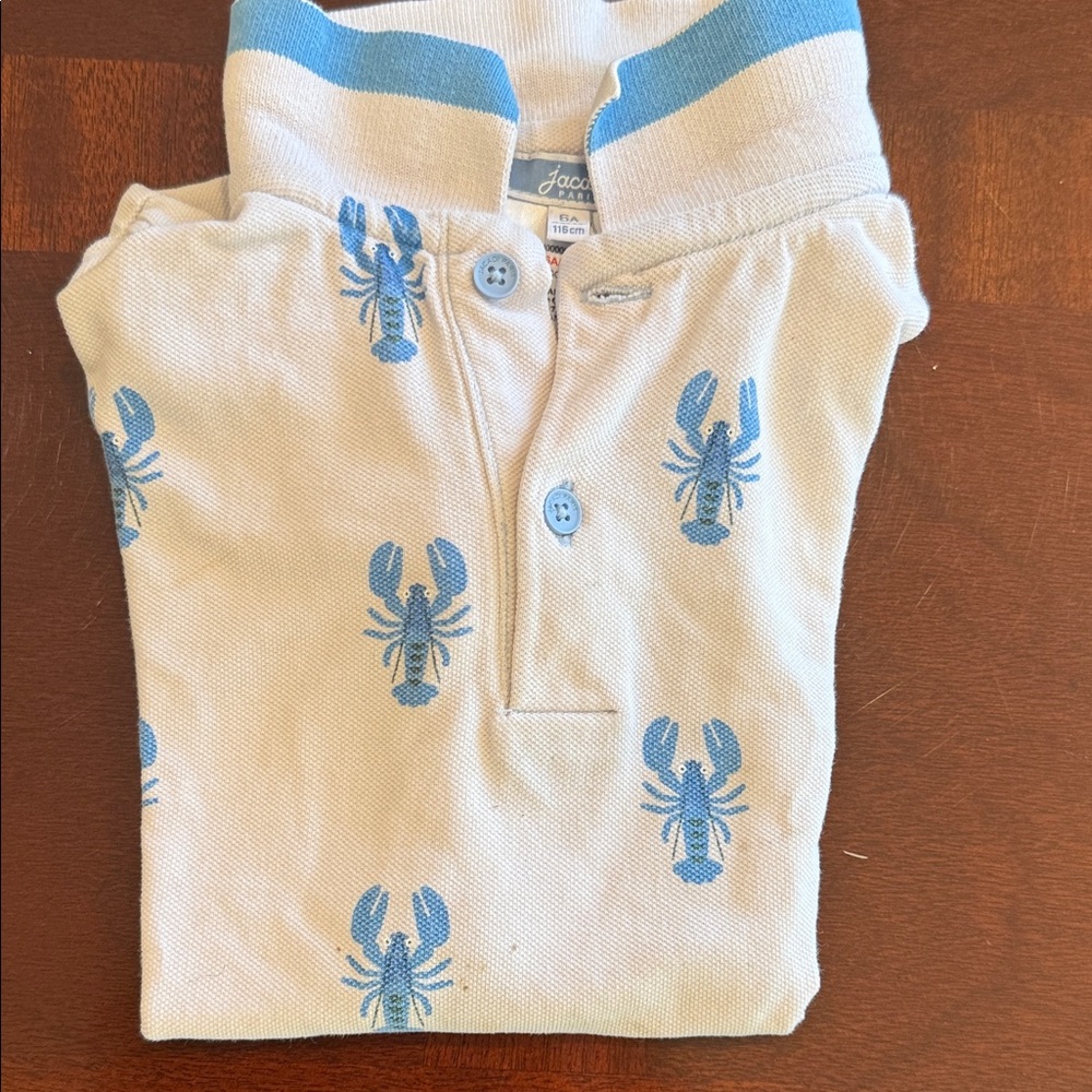 Jacadi White and Blue Lobster Print Shirt